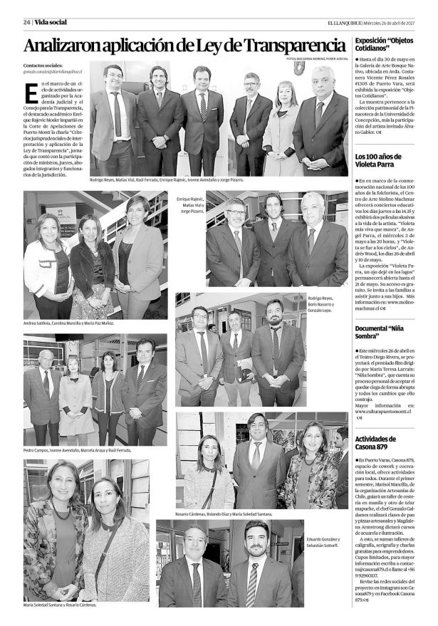 Publicación Diario El Llanquihue. Puerto Montt